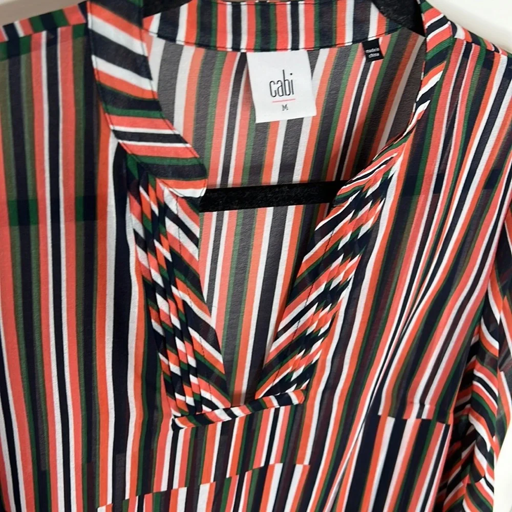 🪅Ultimate Multicolor Blue/Green/orange Stripe Blouse blouson cabi 5519 M - Picture 7 of 8